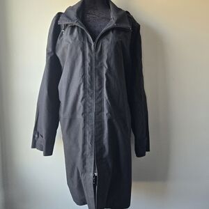 Vintage TravelSmith Women's Black Hooded Trench Coat XL